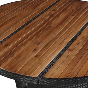 Záhradný stôl 150x74 cm, polyratan a akáciový masív