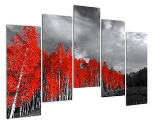 Červený les - moderný obraz (Obraz 125x90cm)