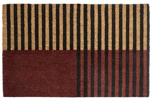 Rohožka hnedá béžová kokosové vlákno 50 x 80 cm protišmyková spodná strana rohož s pruhovaným vzorom moderná
