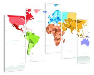 Obraz - farebná mapa sveta (Obraz 125x90cm)