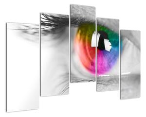 Moderný obraz: farebné oko (Obraz 125x90cm)