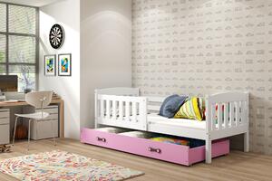 Interbeds Jednolôžková posteľ Kubus2 biela 160x80 s matracom a šuplíkom - ružová