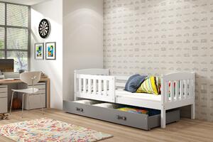 Interbeds Jednolôžková posteľ Kubus2 biela 160x80 s matracom a šuplíkom - grafit