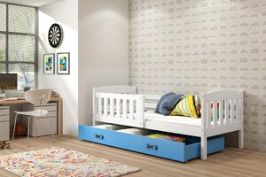 Interbeds Jednolôžková posteľ Kubus2 biela 160x80 s matracom a šuplíkom - modrá