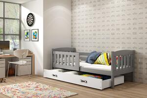 Interbeds Jednolôžková posteľ Kubus2 grafit 200x90 s matracom a šuplíkom - biela