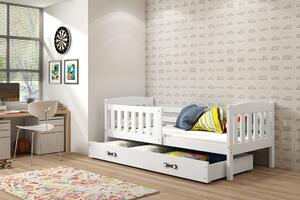Interbeds Jednolôžková posteľ Kubus2 biela 160x80 s matracom a šuplíkom - biela