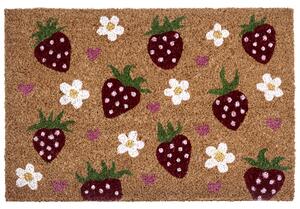 Rohožka viacfarebná kokosové vlákno 40 x 60 cm protišmyková spodná strana rohož so vzorom jahôd moderná