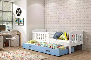 Interbeds Jednolôžková posteľ Kubus3 Biela pre teenagerov 200x90 s matracom, rozkladacia - modrá