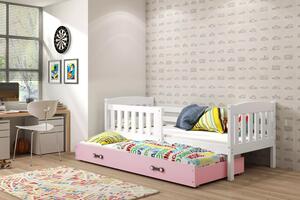 Interbeds Jednolôžková posteľ Kubus3 Biela pre teenagerov 190x90 s matracom, rozkladacia - ružová