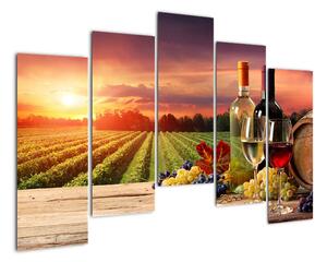 Obraz - víno a vinice pri západe slnka (Obraz 125x90cm)