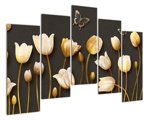 Obraz zlatých tulipánov (Obraz 125x90cm)
