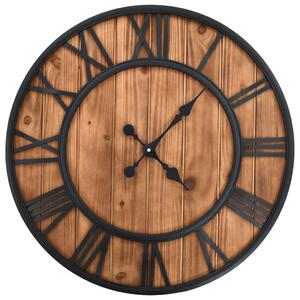 Vintage nástenné hodiny s pohonom Quartz drevo a kov 60 cm XXL