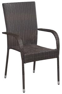 Stohovateľné vonkajšie stoličky 6 ks polyratan hnedé