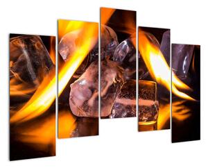 Obraz ľadových kociek v ohni (Obraz 125x90cm)