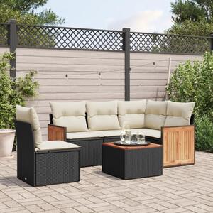 Maison Exclusive – 6-dielna záhradná súprava s vankúšmi, čierna, polyratan