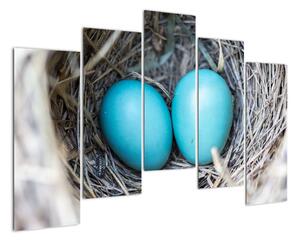 Obraz modrých vajíčok v hniezde (Obraz 125x90cm)