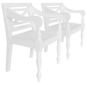 Stoličky Batavia 2 ks, biele, mahagónový masív