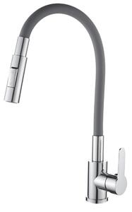 Gamma Flex 4000, stojanková drezová batéria s flexibilným ramenom, 2-funkčný výtok, šedá-chróm, GMA-BFX-4000G