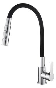 Gamma Flex 4000, stojanková drezová batéria s flexibilným ramenom, 2-funkčný výtok, čierna-chróm, GMA-BFX-4000CH
