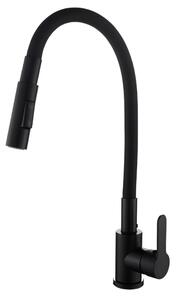 Gamma Flex 4000, stojanková drezová batéria s flexibilným ramenom, 2-funkčný výtok, čierna matná, GMA-BFX-4000BK