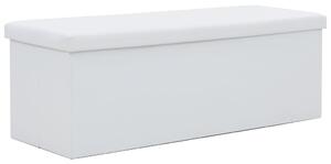 Skladacia úložná lavica z umelej kože 110x38x38 cm biela