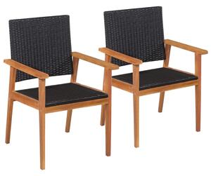 Vonkajšie stoličky 2 ks, polyratan, čierne a hnedé