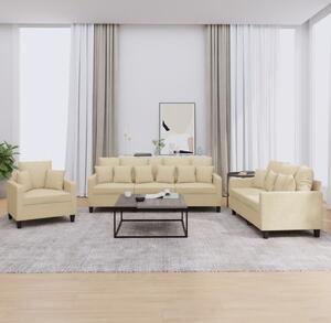 Maison Exclusive – 3-dielna sedacia súprava s vankúšmi, krémová látka