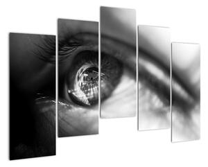 Čiernobiely obraz - detail oka (Obraz 125x90cm)