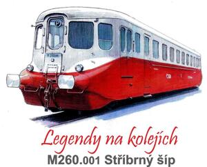 Ceduľa Lokomotíva M260.001 Stříbrný šíp - ceduľa 29cm x 20cm Plechová tabuľa