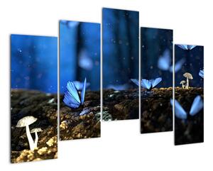 Obraz - modrí motýle (Obraz 125x90cm)