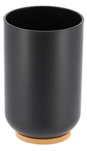 Kúpeľňový pohár Besson, čierna/s drevenými prvkami, 300 ml