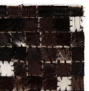Koberec z kúskov pravej kože 80x150 cm štvorcový čierno-biely