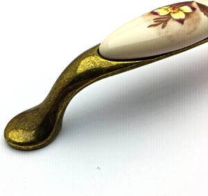 Interex DIVERA zlatá antik porcelán s kvetinou 96 mm