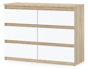 STIV Möbel | Komoda so 6 zásuvkami | Dub Sonoma / Biely Mat | 100 cm | moderná & bezúchytková | Spálňa & Obývačka