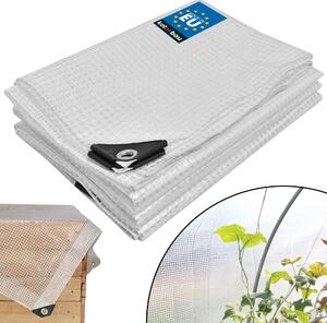 KOTARBAU® Plachta s očkami 120 g/m² priehľadná 5x8 m krycia plachta fólia na skleníky vodotesná priehľadná univerzálna sieťovina