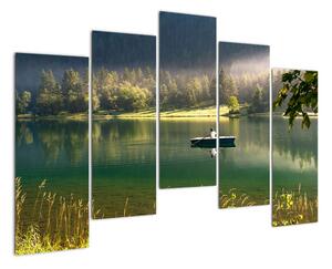 Obraz loďky na jazere (Obraz 125x90cm)
