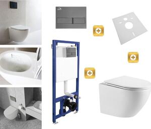 Erga Erga, závesný set pod omietku Laveo Akan + závesná WC misa Lily+ s toaletným sedadlom z duroplastu + splachovacie tlačidlo, biela lesklá, ERG-SE…