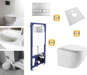Erga Erga, závesný set pod omietku Laveo Akan + závesná WC misa Lily+ s toaletným sedadlom z duroplastu + splachovacie tlačidlo, biela lesklá, ERG-SE…