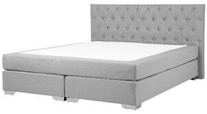 Čalúnená posteľ sivá 160 x 200 cm manželská posteľ dekoratívne gombíky minimalistický moderný dizajn