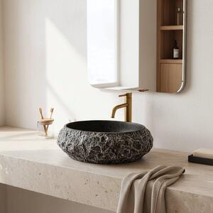 Rea Mika Gabro, umývadlo na dosku 480x380x155 mm, imitácia kameňa-čierna, REA-U0634