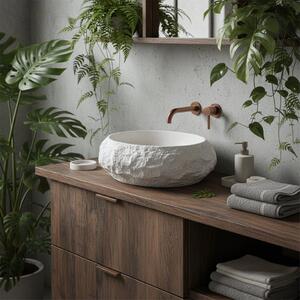 Rea Mika Ivory, umývadlo na dosku 500x380x150 mm, ecru-imitácia kameňa, REA-U7350