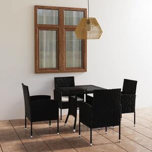 Maison Exclusive – 5-dielna záhradná jedálenská súprava z polyratanu, čierna