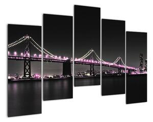 Nočný osvetlený most - obraz (Obraz 125x90cm)