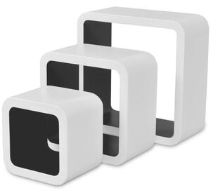 Nástenné poličky v tvare kocky 6 ks bielo-čierne