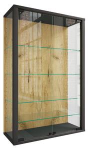 ZÁVESNÁ VITRÍNA, číra, čierna, dub medový, 59/91/25 cm Livetastic - Sklenené vitríny, Online Only