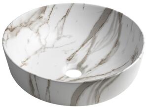 Sapho Sapho, RONDEA keramické umývadlo na dosku priemer 41cm, bianco carrara, AR445BC