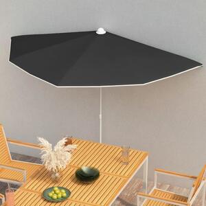 Maison Exclusive – polotieňový slnečník so stĺpom 180 x 90 cm, čierny
