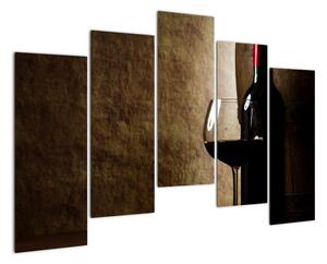 Fľaša vína - moderný obraz (Obraz 125x90cm)