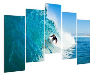 Surfer na vlne - moderný obraz (Obraz 125x90cm)