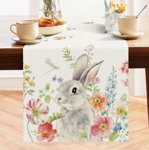 Ľanový veľkonočný behúň FLORABBIT 33x180 cm